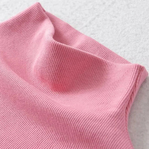 y2k Crop Tops Vest Solid Color Mock Neck Sleeveless Stretchy T Shirts 2000s Aesthetic Clothing Streetwear