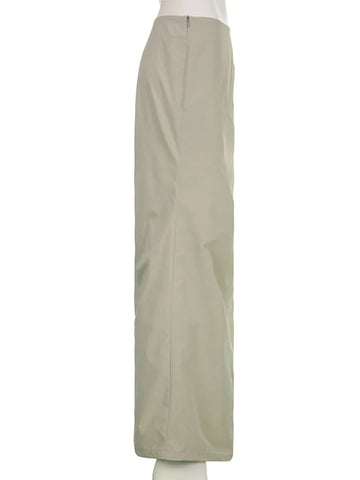 Voguable Elegant Folds Maxi Skirt Streetwear High Waist Straight Slits Long Skirts Lady Harajuku Y2K Retro Outfits