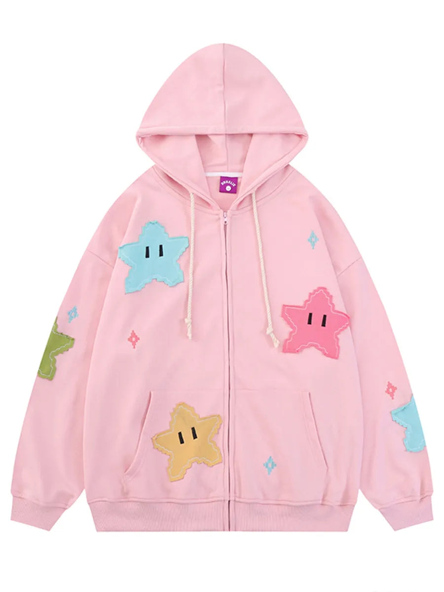s Oversized Zip Up Hoodies Sweatshirts Y2K Clothes Cute Teen Girl Fall Casual Drawstring Jackets with Pockets