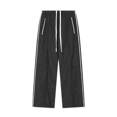 Voguable  Y2K Wide Leg Pants with Side Zips Sweatpants Loose Casual Sport Red Black Trousers Zipper Split Streetwear