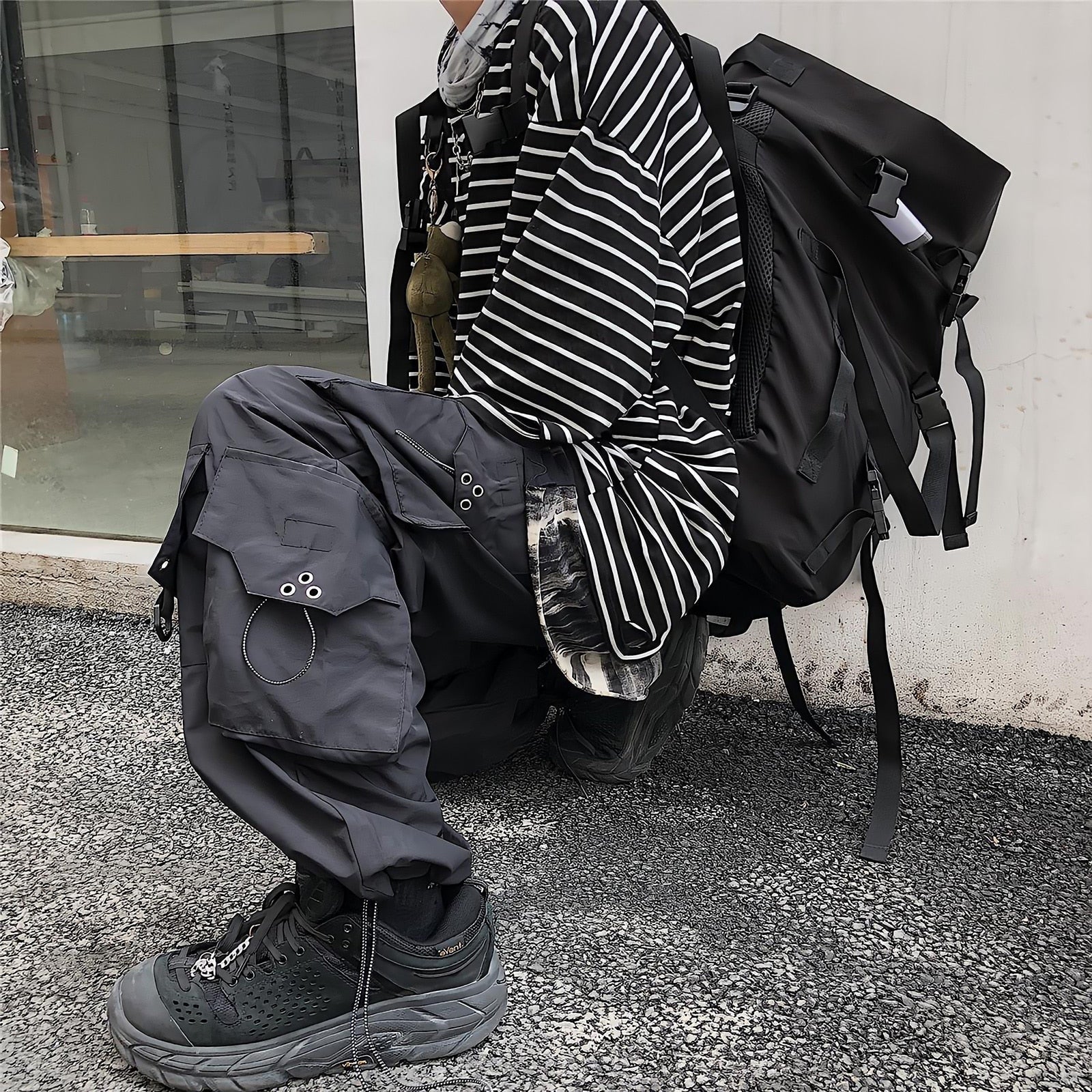 Black Cargo Pants High Waist Hip Hop Loose Vintage Streetwear Grunge Y2k Punk Casual Straight Wide Leg Trousers