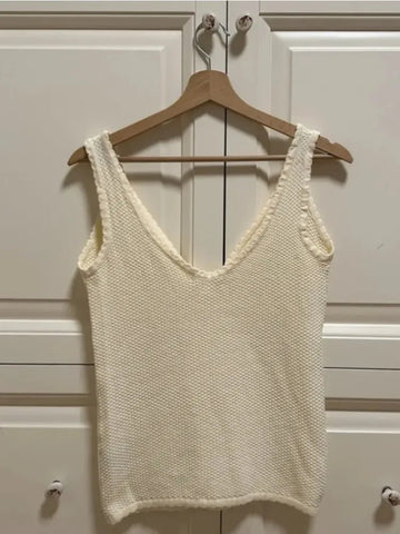 Retro Deep V Neck Crop Top Y2k Ruffle Vintage Tank Tops WoTie Up Bow Knitted Woman Backless Cute Tops New