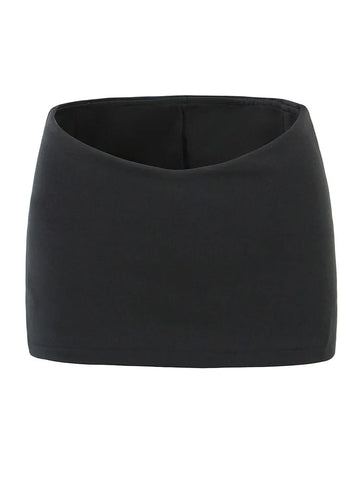 Voguable Y2K V Low Waist Mini Skirt With short lining A-line Package Hips Mini Short Skater Party  Black Brown