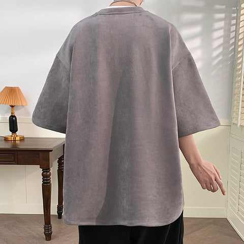 Roland Suede Watermark Short Sleeve T-shirt Korean Style Baggy Y2k Casual Tops M-5X Round Neck Tees