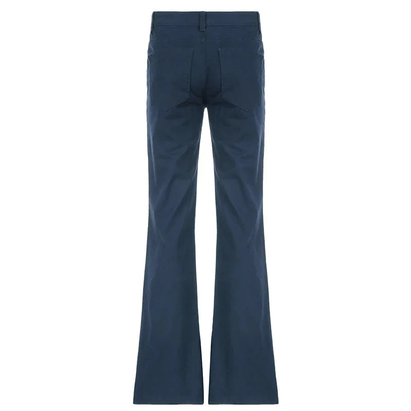Blue Low Rise Jeans Casual Baggy Straight Denim Pants y2k Streetwear Basic Jeans Vintage 90s Trousers Korean Style