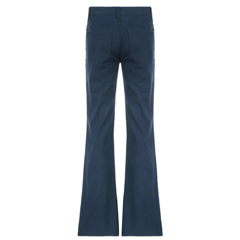 Blue Low Rise Jeans Casual Baggy Straight Denim Pants y2k Streetwear Basic Jeans Vintage 90s Trousers Korean Style