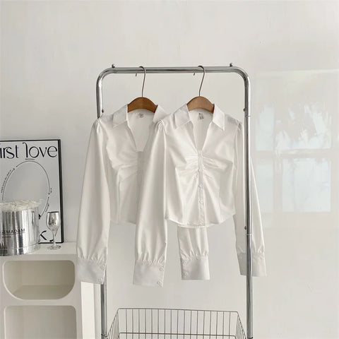 Voguable  Y2K 3 Piece Set Cropped Coat + Long Sleeve Shirt + High Waist Halter Ruffles Mini Dress Korean Chic Outfits