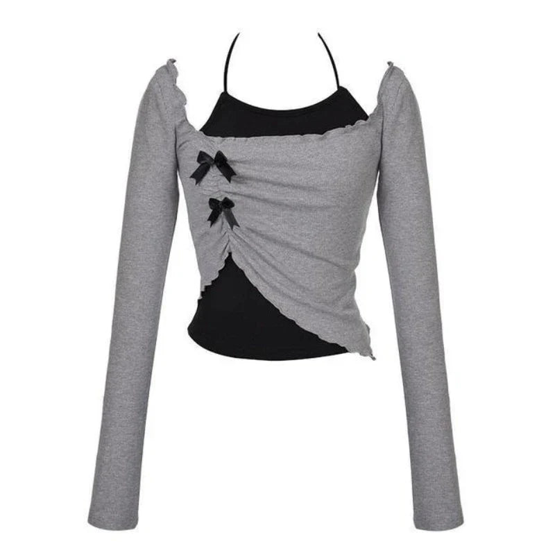 Voguable Korean 2 Piece Set Skirt Slim Y2k Crop Tops Casual Vintage Black Mini Skirt Kawaii Sweet Suit Woman Chic