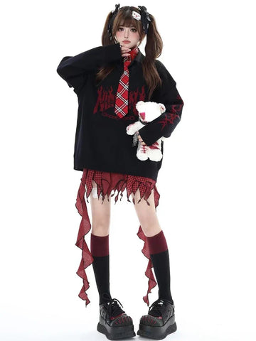 Voguable Patchwork Skirt Vintage Y2k Skirt Harajuku Korean Style Streetwear Elegant Lattice  A-line Mini Skirt