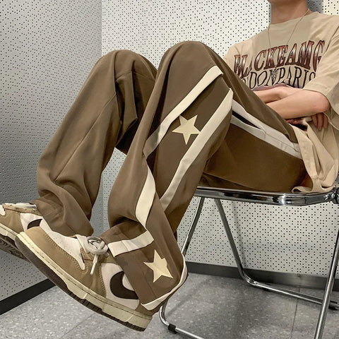 Voguable Y2K Star Sweatpants Black Sports Pants Wide Leg Trousers Japanese Streetwear Hip Hop Graphic Loose Casual