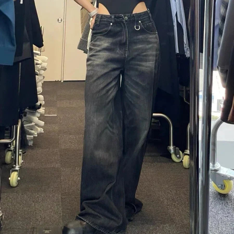 Voguable  FeWide Leg Pants High Waisted Loose Jeans Woman Vintage Street Harajuku Y2K Pant Trousers
