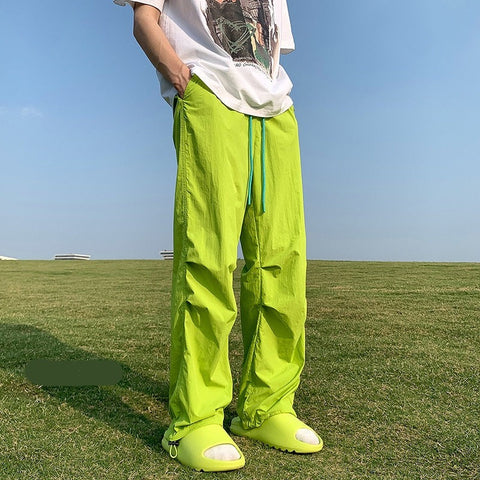 Thin Nylon Pants Y2k Colorful Solid Quick Drying Pants Hip Hop Girls Loose Pant Streetwear FeTrousers 5xl