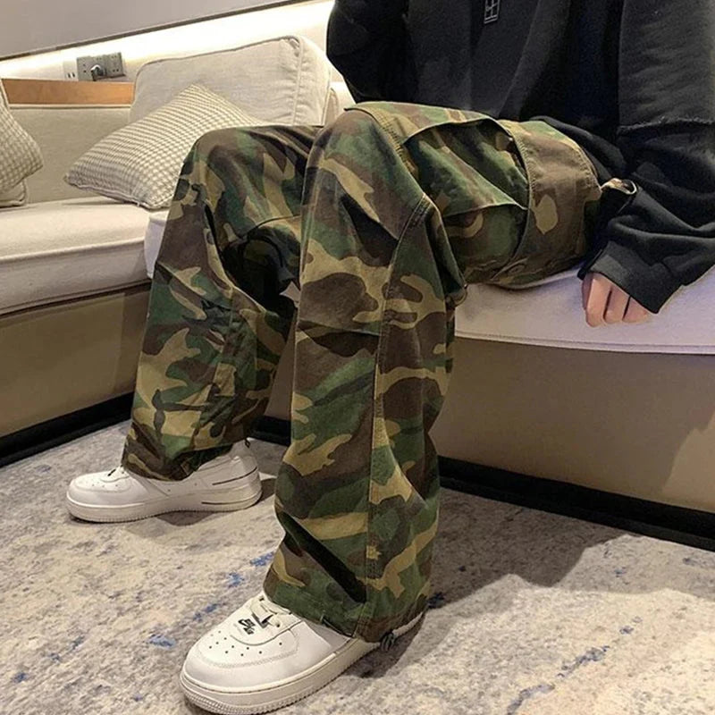 Y2K High Waist Camouflage Cargo Pants Bf Hip Hop Streetwear Loose Wide Leg Trousers Vintage Casual Jogging Pants