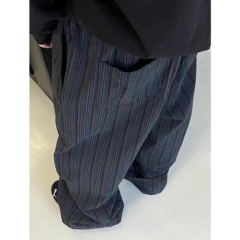 Trendy American Vintage Striped Oversized Streetwear Baggy Pants Y2K Harajuku Hip Hop Casual Wide Leg Trousers Pantalones