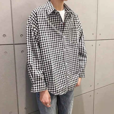 Turn-down Collar Long Sleeve Plaid Blouse Clothing Simplicity Pocket Button All-match Y2K Shirts
