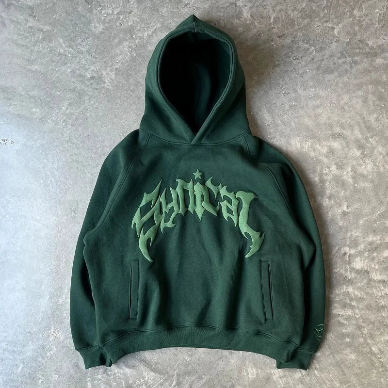 Harajuku High Street Popular Vintage Letter Print Y2k Zip Hoodies Loose Sweatshirt Unisex Casual Joker Pullovers Hoodie Tops