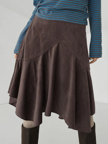 Voguable Vintage Straight Skirt Irregular High Waist Y2K Retro Casual Streetwear Knee-Length Midi Skirts Harajuku Korean