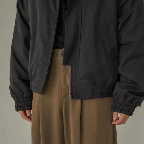 Y2k Europe America High Street Casual Coat Ins Design Sense Senior Vintage Shoulder-Padded Short Bomber Jacket