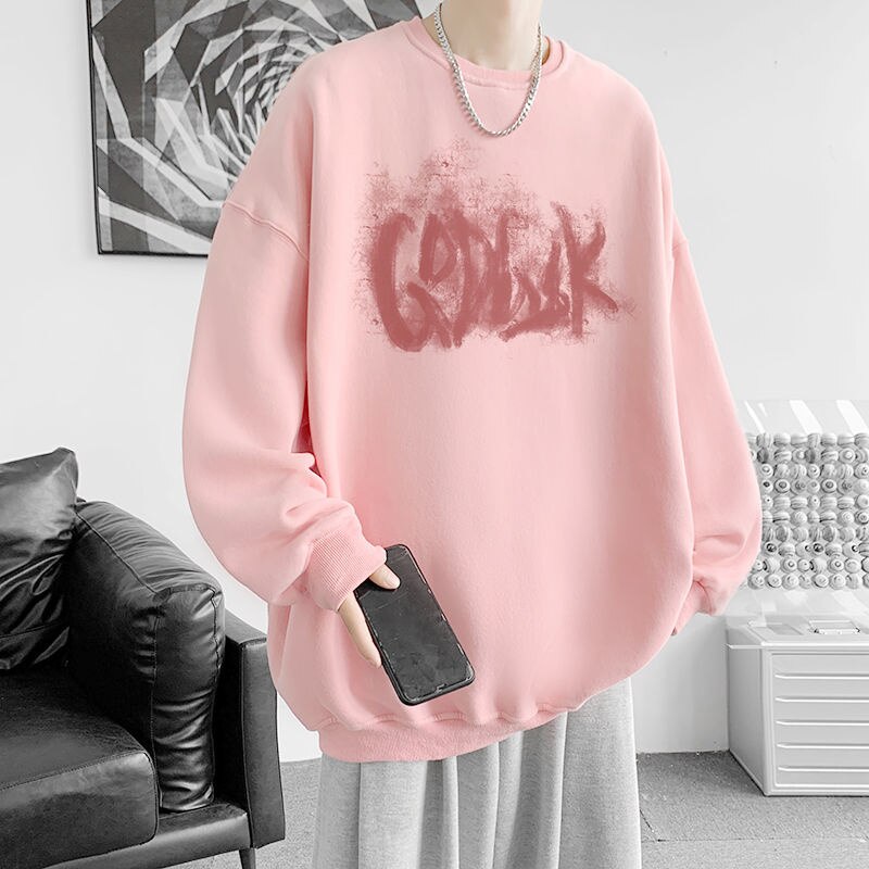 Korean Oversize Casual Sweatshirts y2k Letter Printed O Neck 5XL Unisex Hoodies Winter Pullover