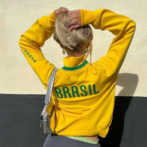 Zip Up Hoodies 2000s Retro Grunge Gothic Jacket Coat Y2k Aesthetic Vintage Slim Sweatshirts Letter Embroidery Graphic Streetwear