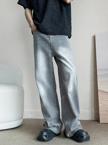 Vintage Gray Baggy Jeans Harajuku Casual Y2k Pants Straight High Street Wide Denim Trousers