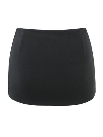 Voguable Y2K V Low Waist Mini Skirt With short lining A-line Package Hips Mini Short Skater Party  Black Brown
