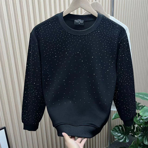 Winter Y2K Harajuku Sweatshirt All Match Tops Loose Casual Outerwear Sequin Long Sleeve Pure Cotton Pullover