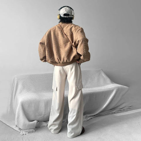 Harajuku Loose Metal Decorated Y2k Short Jacket Winter Genderless Retro Casual Trendy Street Texture Jacket Unisex