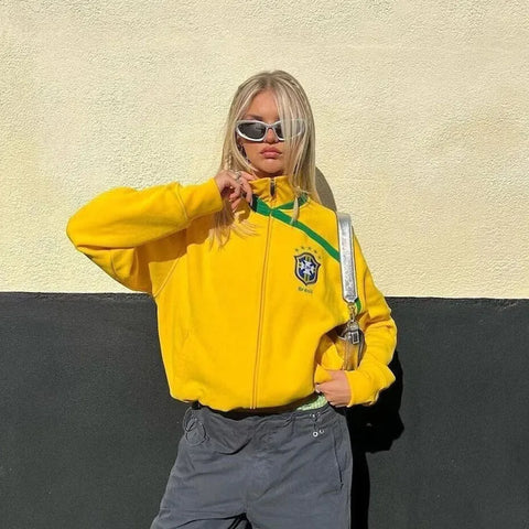 Zip Up Hoodies 2000s Retro Grunge Gothic Jacket Coat Y2k Aesthetic Vintage Slim Sweatshirts Letter Embroidery Graphic Streetwear