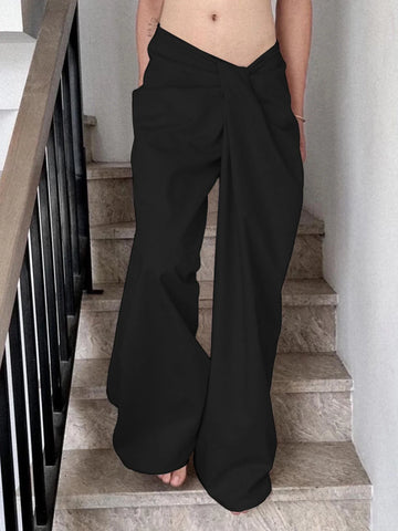 Voguable Irregular Design Low Waist Baggy Wide Leg Trousers Y2K Streetwear Loose Pants Casual pantalones