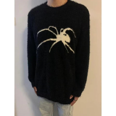 Winter Harajuku Animal Sweaters Casual Spider Knitwear Tops Long Sleeve Pullover Y2K All Match Clothes