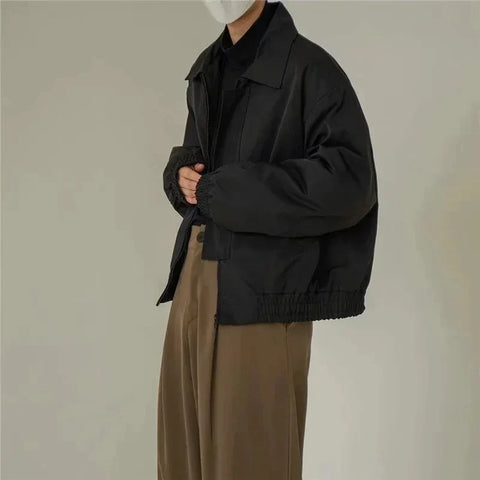 Y2k Europe America High Street Casual Coat Ins Design Sense Senior Vintage Shoulder-Padded Short Bomber Jacket