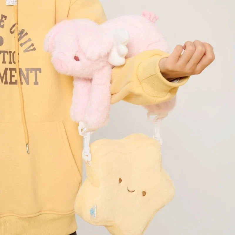 Patchwork Fluffy Cartoon Star Top-Handle Bags Sweet Y2k Aesthetic Chic Shoulder Bag Kawaii Cute Handbags Purses
