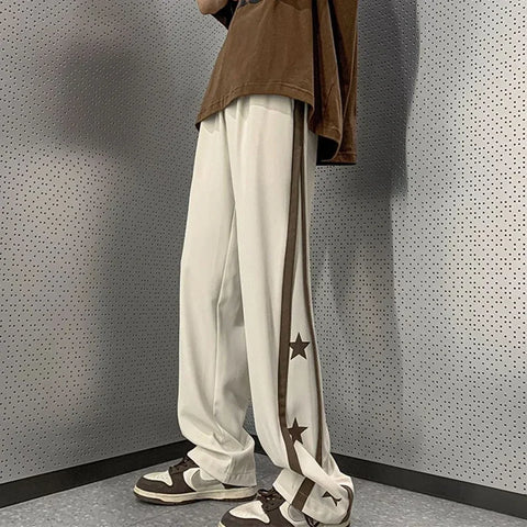 Voguable Y2K Star Sweatpants Black Sports Pants Wide Leg Trousers Japanese Streetwear Hip Hop Graphic Loose Casual