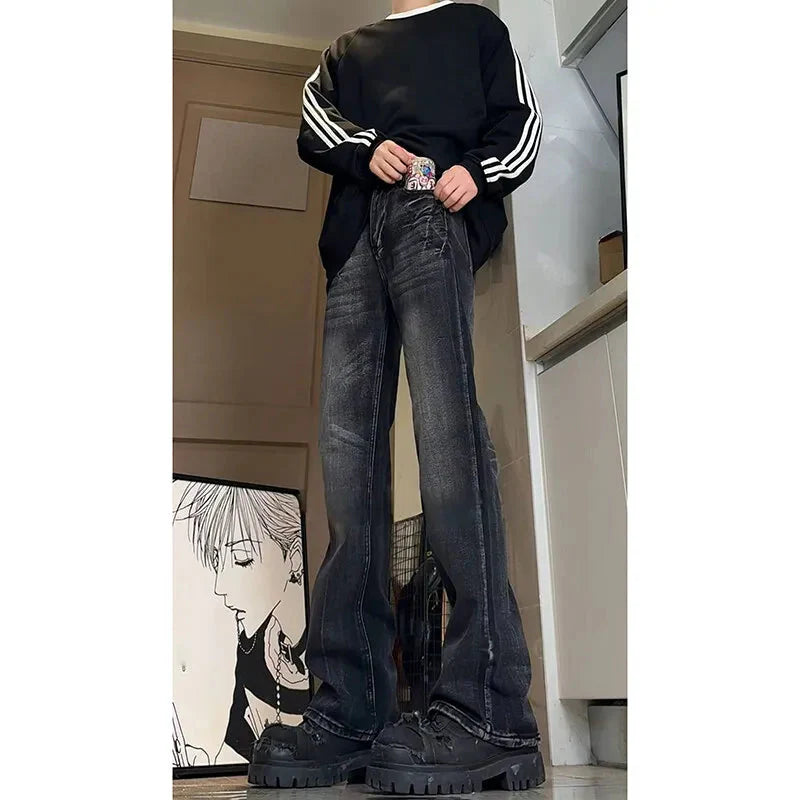 Jeans Washed Bootcut Jeans Streetwear Urban Denim Trousers Casual  Vintage Hip Hop Pants Retro Style Y2K