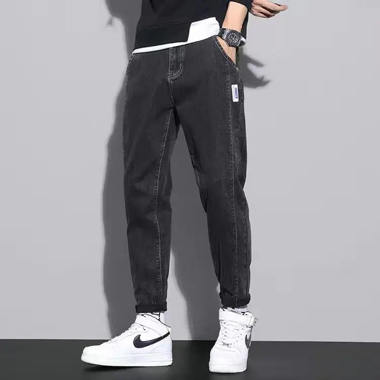 Y2K Korean Vintage Harajuku Jeans Clothes Loose Casual Trousers Stretch Leggings Trend All Match Pants