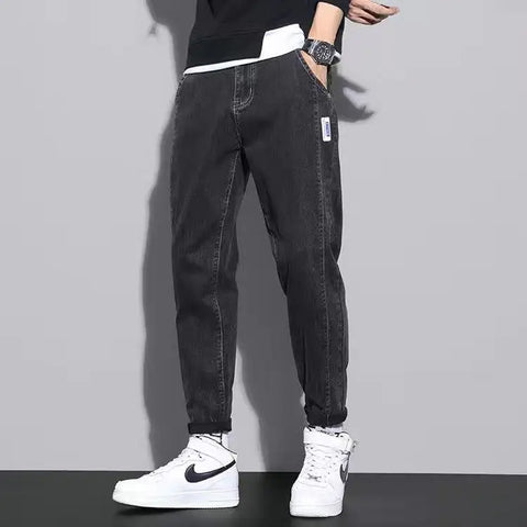 Y2K Korean Vintage Harajuku Jeans Clothes Loose Casual Trousers Stretch Leggings Trend All Match Pants