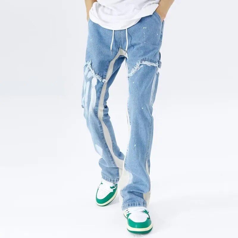 Kanye Y2K Streetwear Baggy Flare Jeans Cargo Pants Clothing Drawstring Sweatpants Denim Trousers Pantalon
