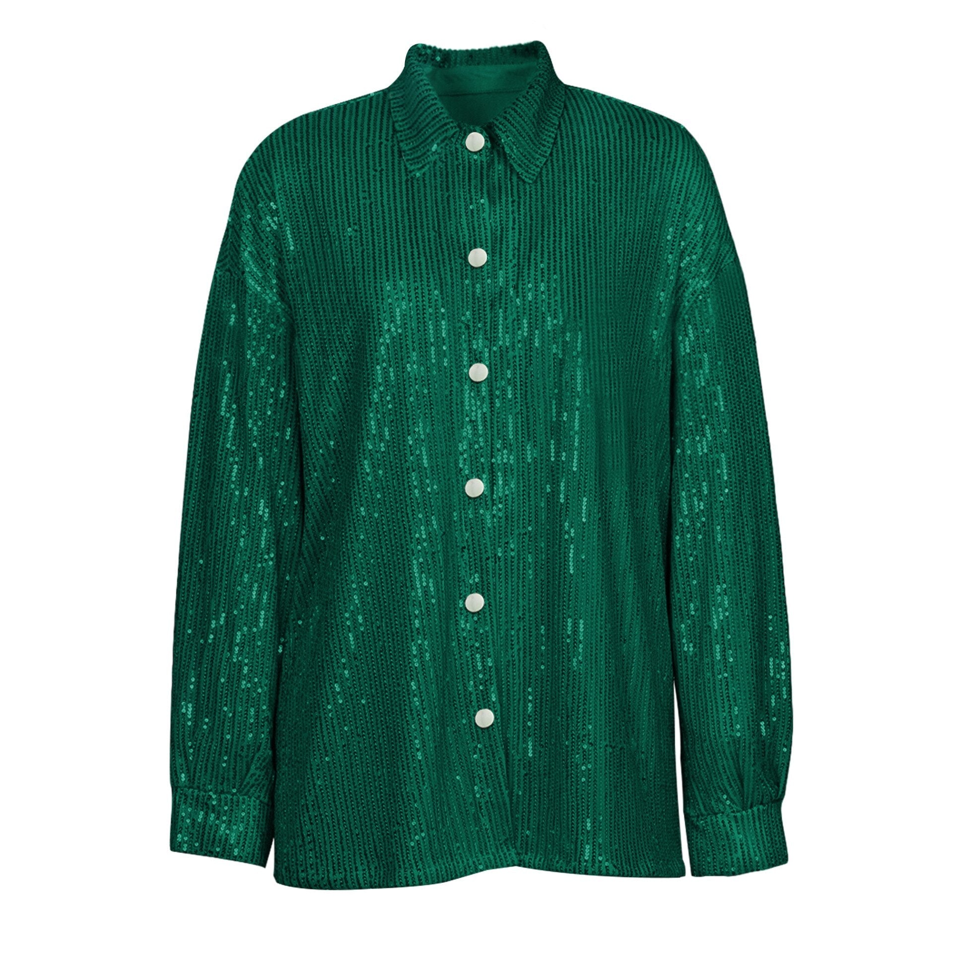 Turn-down Collar Long Sleeve FeY2k Shirts Dresses Glitter Sequins Party Shirt Dress Streetwear Clothes