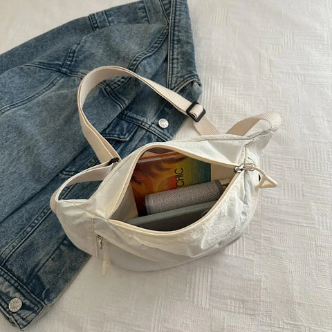 All Match Kawaii Bow Embroidery Chest Bags Korean Casual Y2k Aesthetic Shoulder Bag Vintage Simple Chic Handbags Crossbody