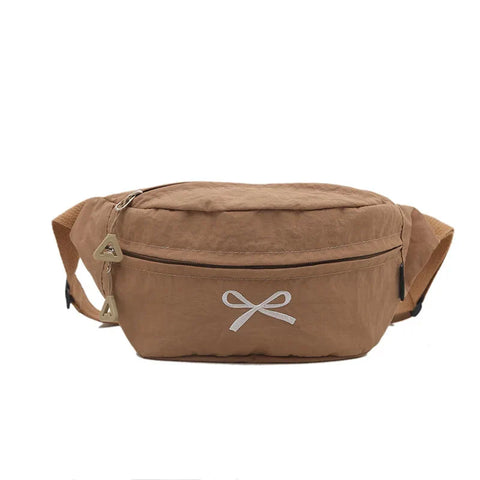 All Match Kawaii Bow Embroidery Chest Bags Korean Casual Y2k Aesthetic Shoulder Bag Vintage Simple Chic Handbags Crossbody