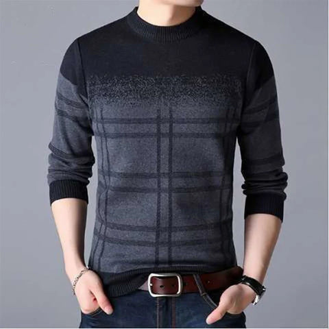 Winter KPOP Harajuku Sweater Man All Match Thick Knitting Tops Loose Casual Long Sleeve Pullover Y2K T-shirts