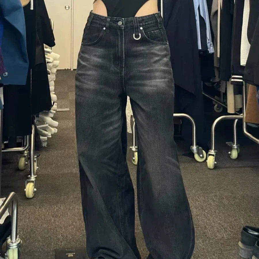 Voguable  FeWide Leg Pants High Waisted Loose Jeans Woman Vintage Street Harajuku Y2K Pant Trousers