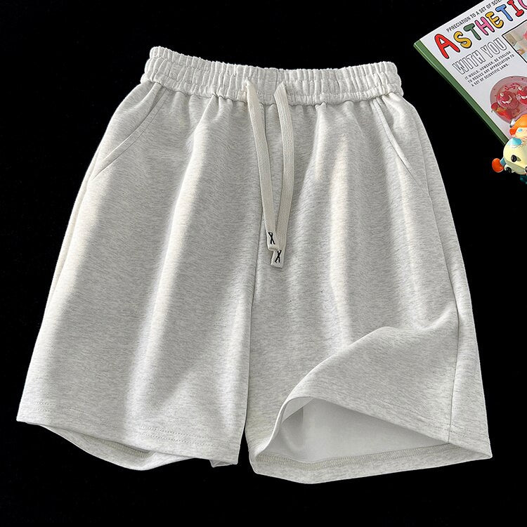 Basic Solid Casual Shorts WoBaggy Korean Trend Y2k Light Thin Short Pants Unisex Beach Trousers