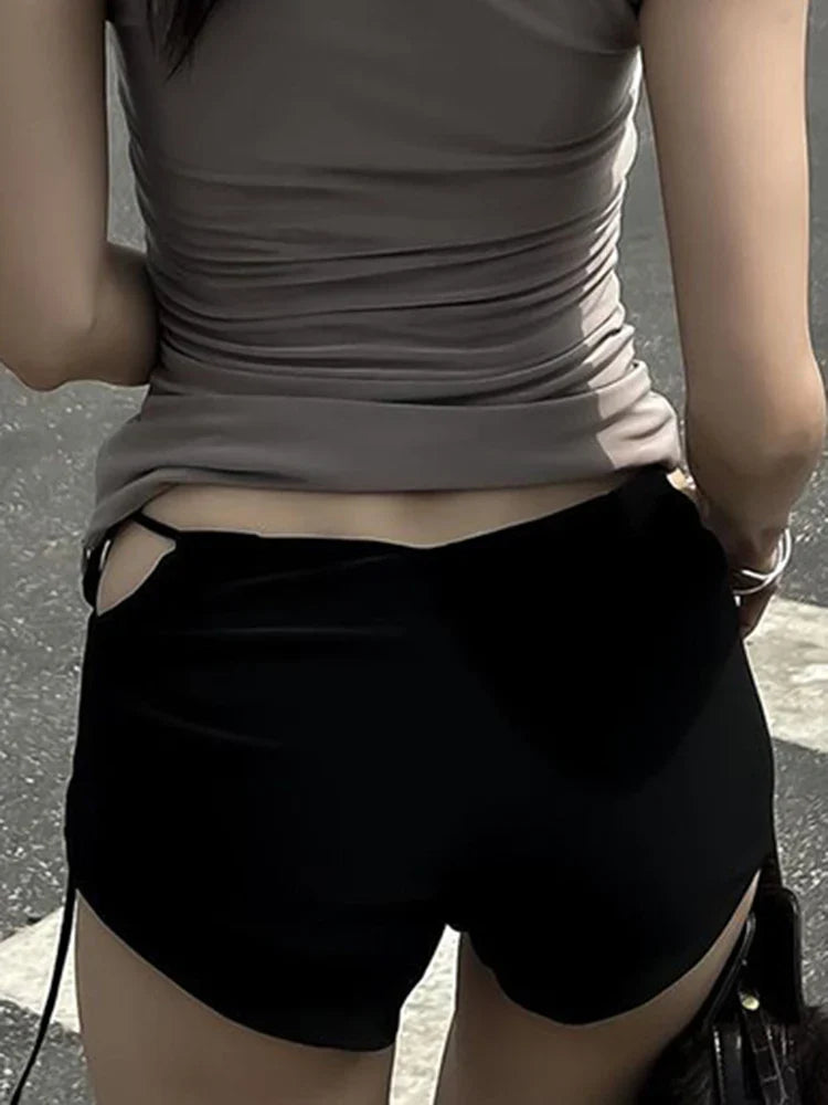 Voguable Girl Mini Shorts Low Rise Lace-up Korean Casual Slim Panties Bottoms Y2K Short Pants Summer