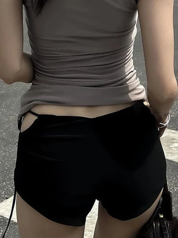 Voguable Girl Mini Shorts Low Rise Lace-up Korean Casual Slim Panties Bottoms Y2K Short Pants Summer