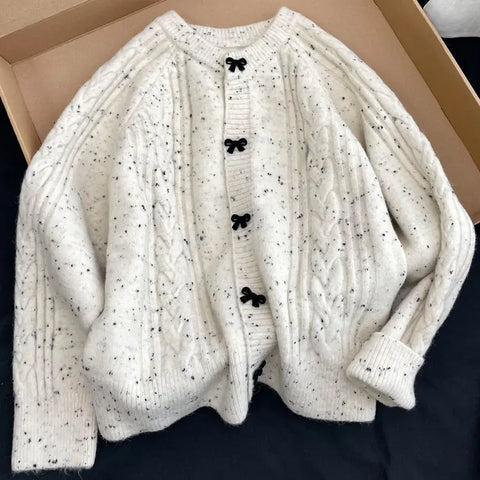 Wear the popular style bow knitted cardigan for and winter Korean sweater jacket ins clothing y2k tops emo