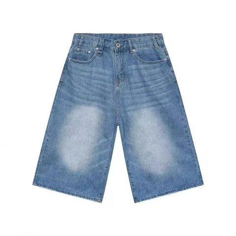 Voguable Y2k Retro Low Rise Jorts Brushed Black Wash Cropped Baggy Jeans Wide Leg Frayed Denim Short Pants Acubi Fashion