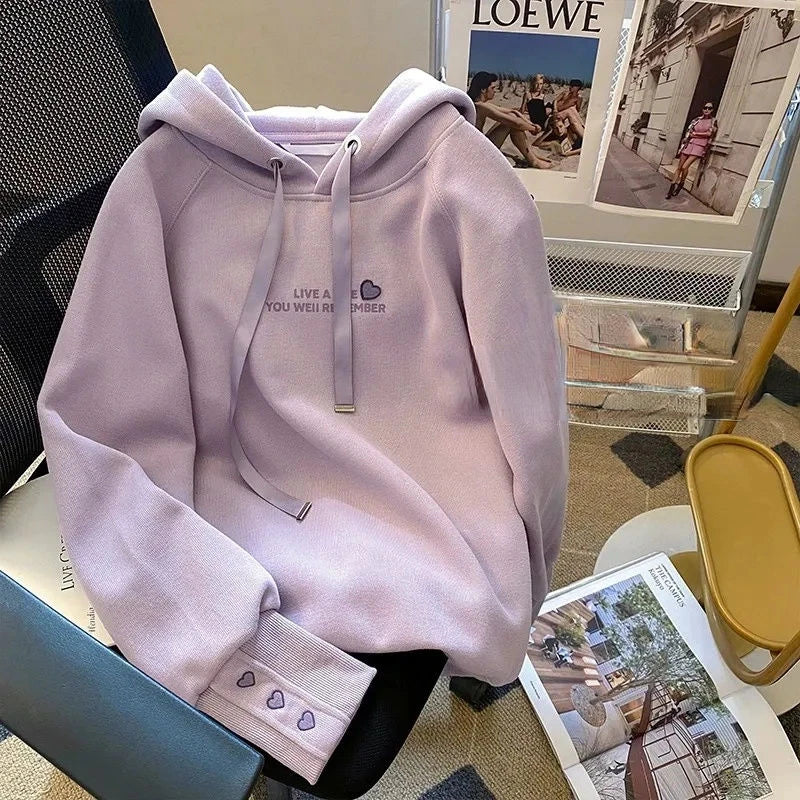 Kawaii Hoodies Harajuku Sweet Girlish Embroidery Aesthetic Baggy S-3XL Temper Designer Plus-Velvet Hooded Y2k Clothes Chic
