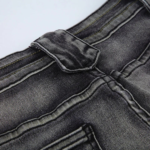 Voguable Vintage Washed Flare Jeans Pants Low Waist Streetwear Y2K Slim Fit Boot Cut Pants Grunge Denim Trousers pantalone